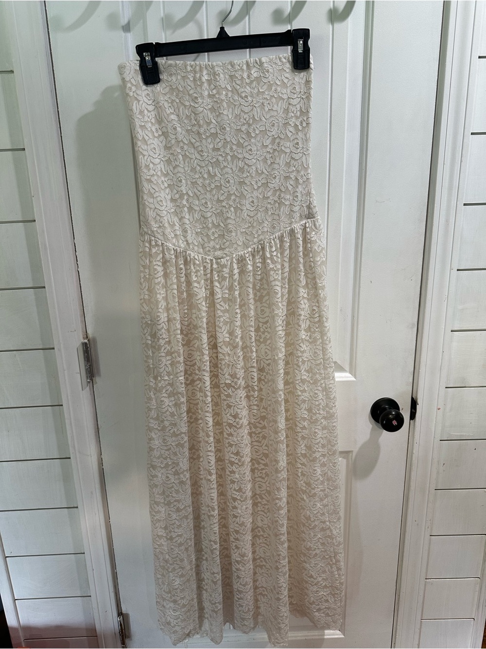 Show Me Your MuMu Ivory Lace Maxi Dress strapless